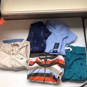 5 Piece Baby Boy Clothing Bundle 6-9 M: 2 Onesies,Button Down Shirt,Pants & Vest
